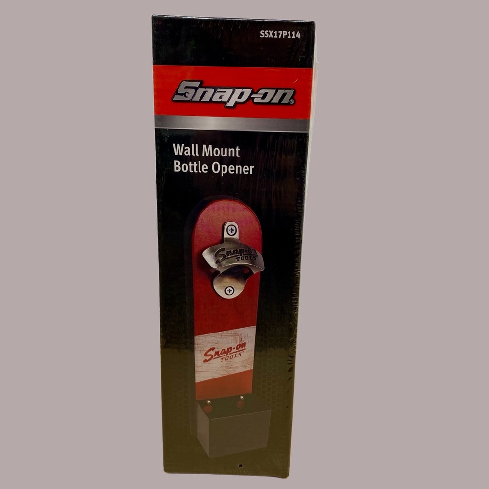 Snap-On Red and Black Wall Mount Bottle Opener with Cap Catch - NIB